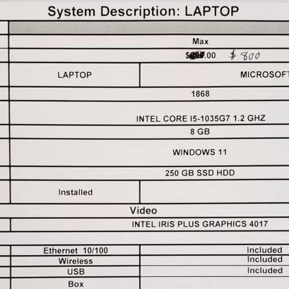 (66681-1) Microsoft 1868 Laptop - Picture 8 of 8